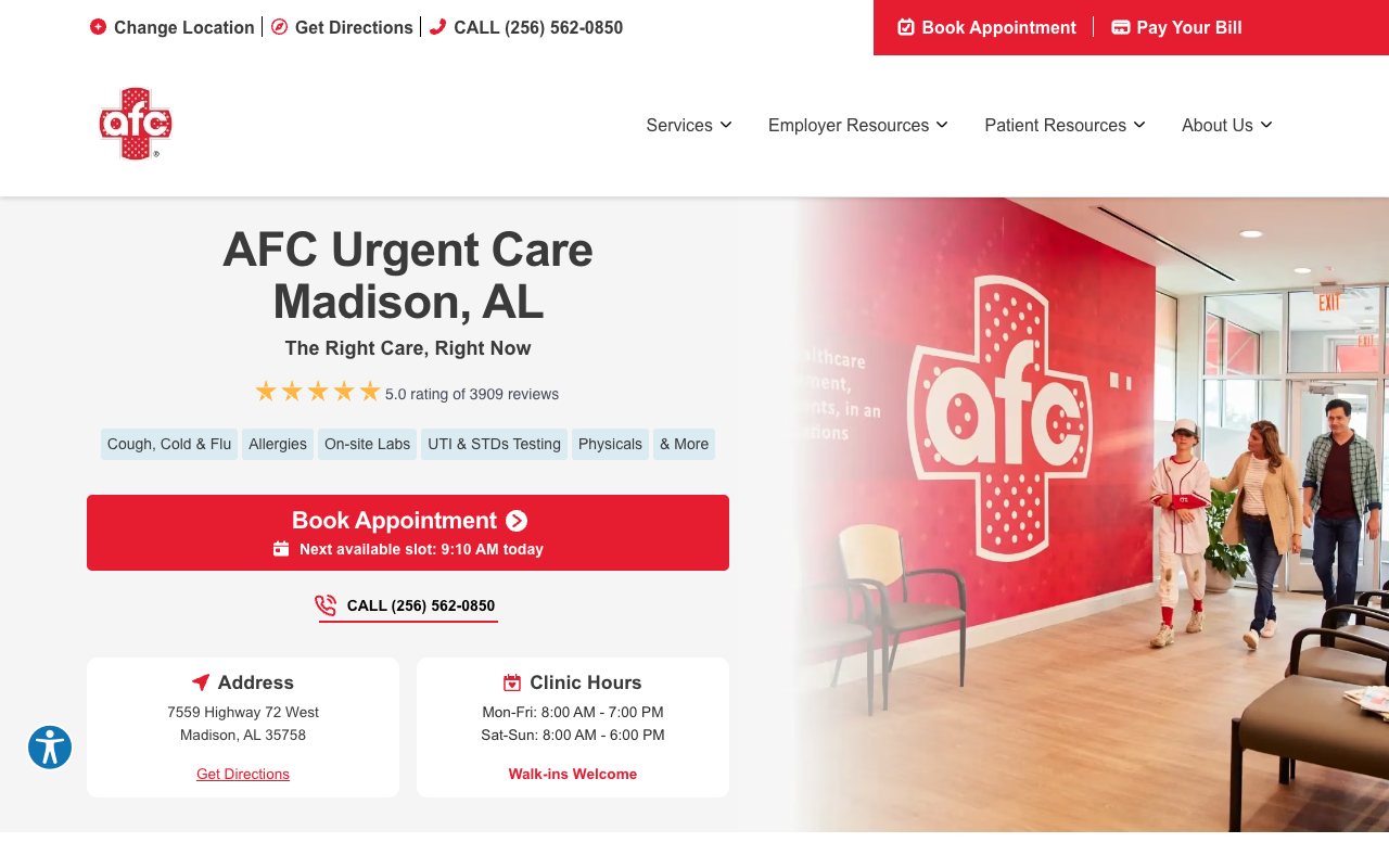 AFC Urgent Care on a computer screen
