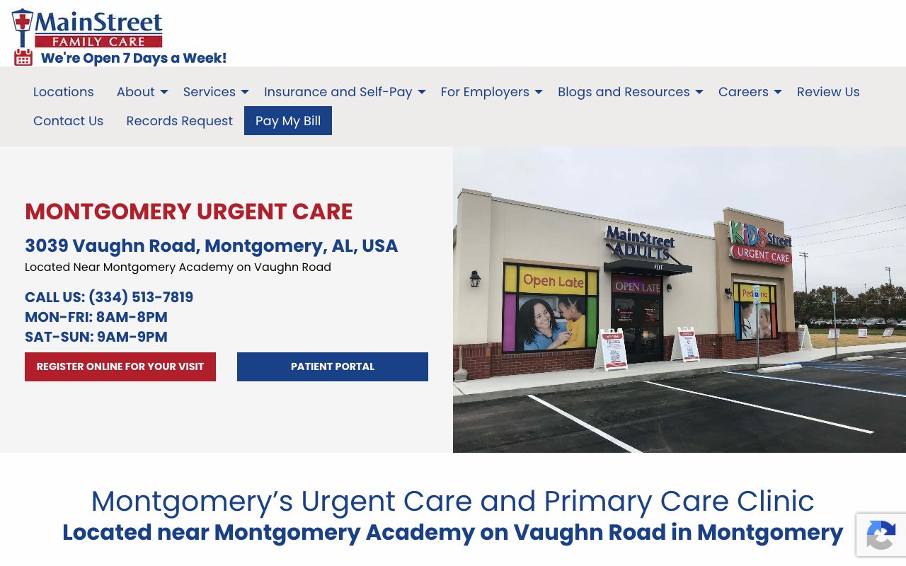 MainStreet Family Care on a computer screen