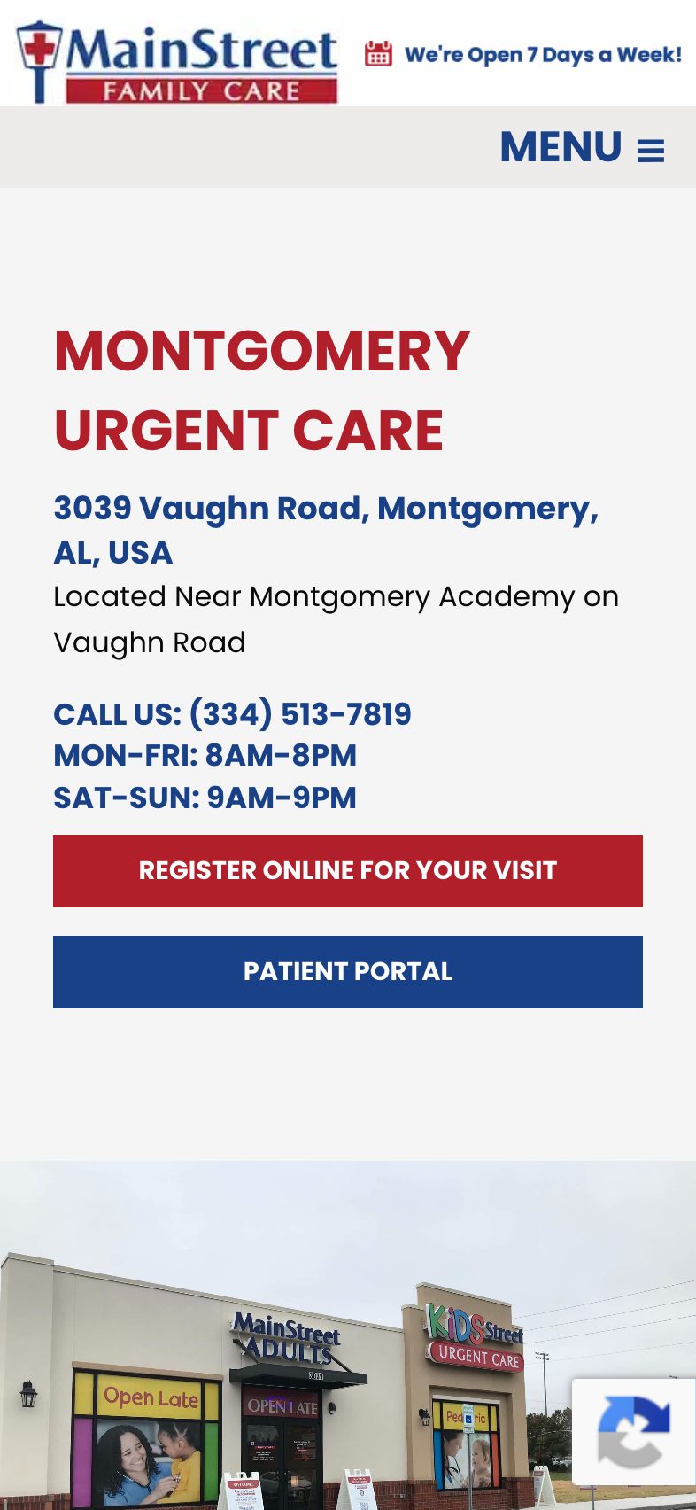 MainStreet Family Care on an iPhone